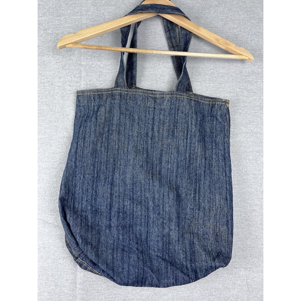 Unbranded Selvedge Denim Tote Bag Indigo Blue Heavyweight Cotton Work Bag Pocket - Picture 2 of 5